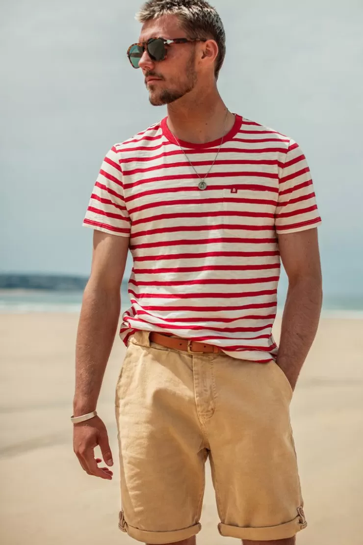 Clearance Breton Striped T Shirt Red Men Tops