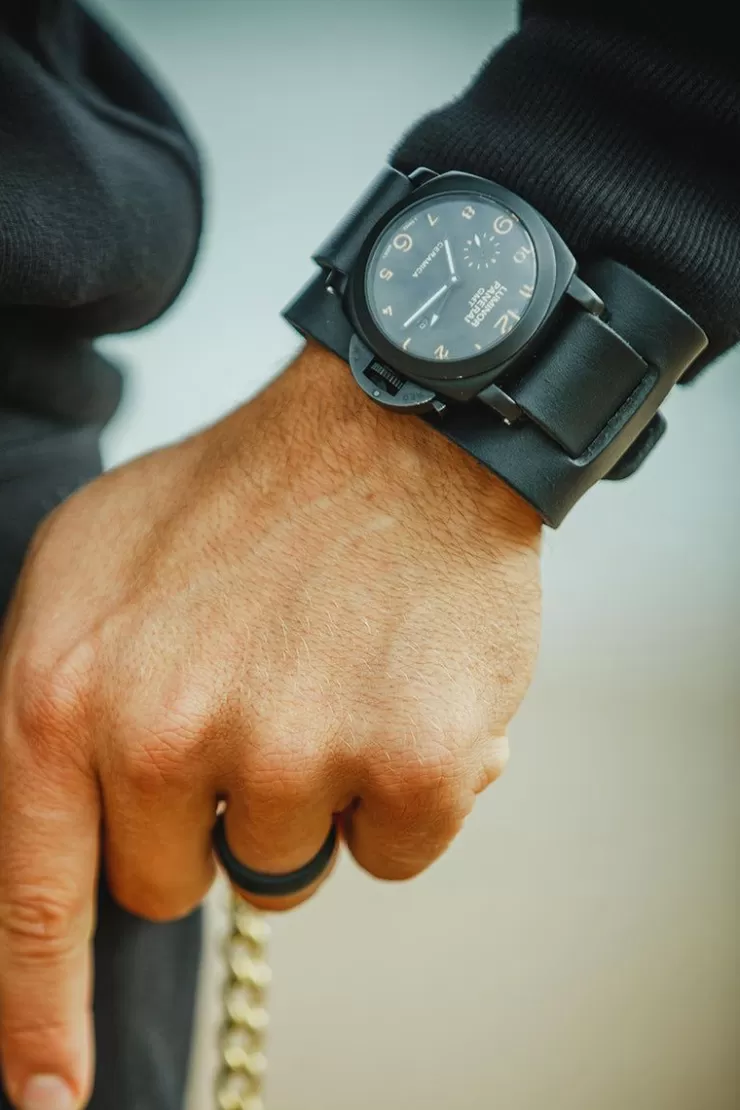 New Leather Watch / Wrist Cuff Black Men Leather Goods