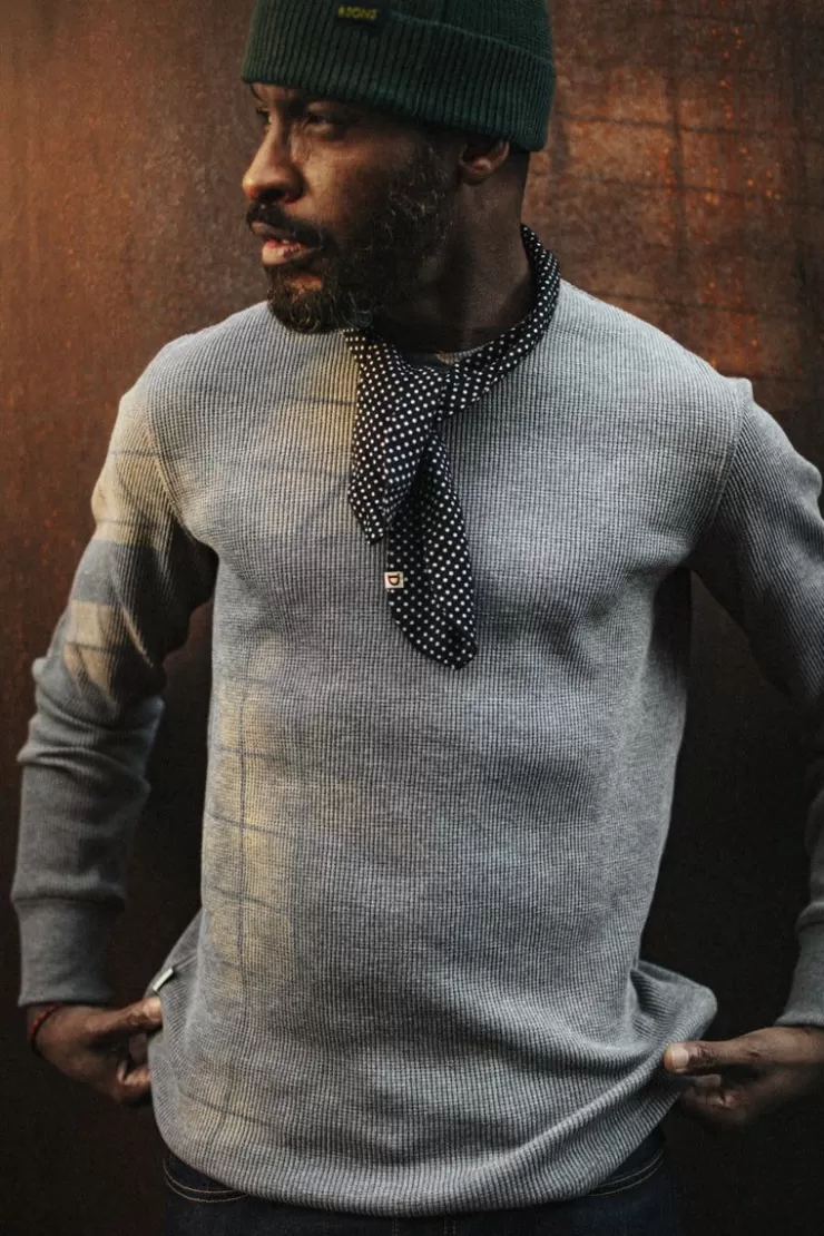 Fashion Base Waffle Crew Neck Grey Marl Men Tops