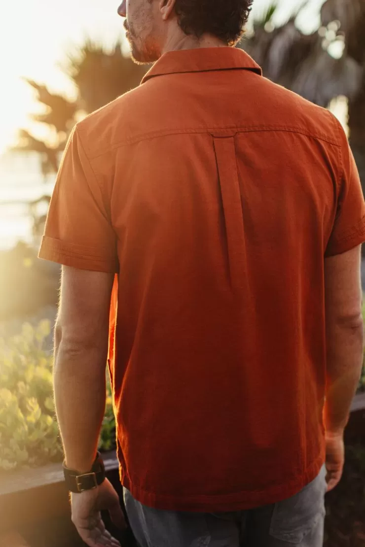 Outlet Cabana Shirt Burnt Orange Men Tops