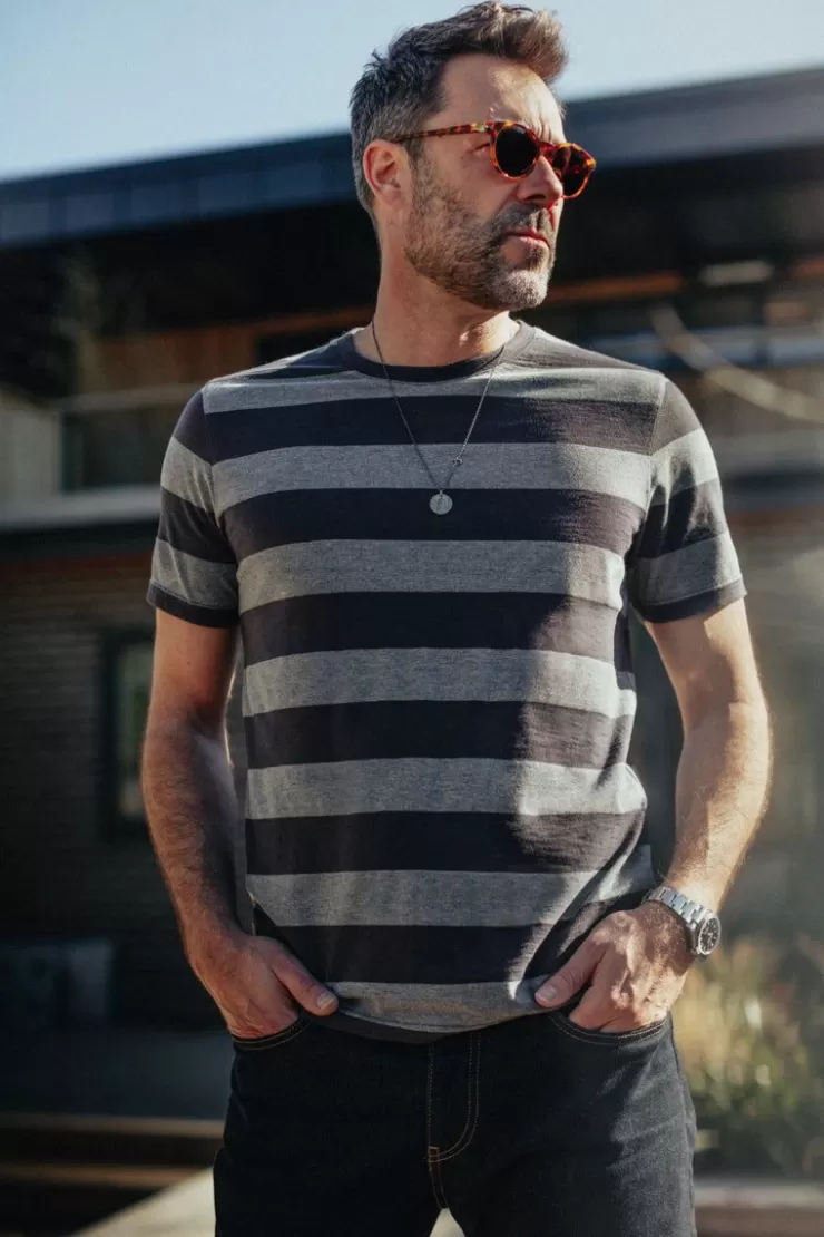 New Papillon T-Shirt Grey Stripe Men Tops