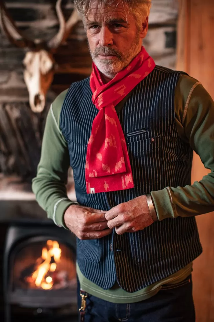 Online Red Ikat Scarf Men Scarves