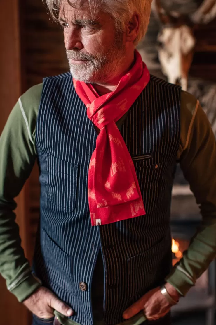 Online Red Ikat Scarf Men Scarves